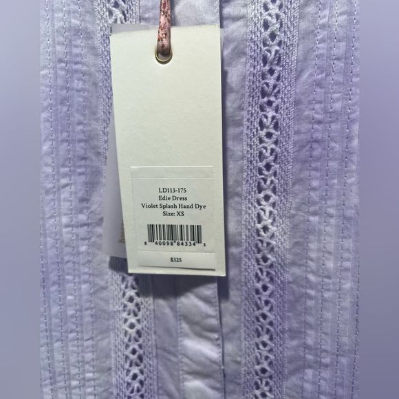 LoveShackFancy Women's Edie Dress Violet Splash Hand Dye size XS - Picture 5 of 5